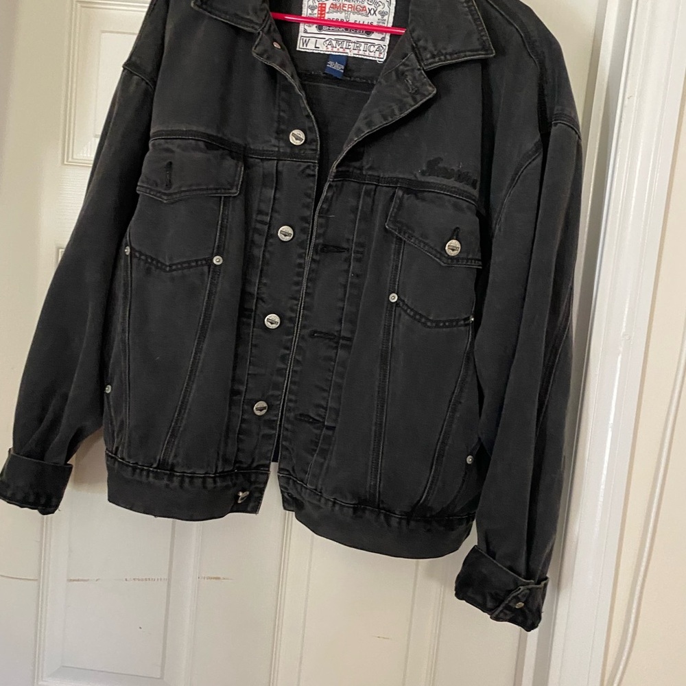 Perry Ellis Black Washed Denim Jacket - Black